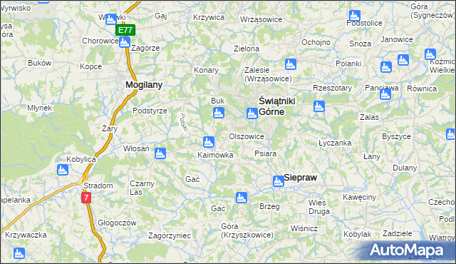 mapa Olszowice, Olszowice na mapie Targeo
