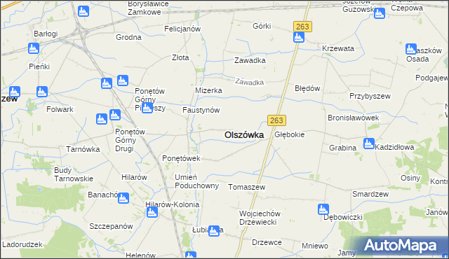 mapa Olszówka powiat kolski, Olszówka powiat kolski na mapie Targeo