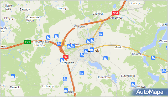 mapa Olsztynek, Olsztynek na mapie Targeo