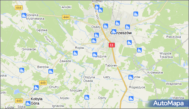 mapa Olszyna gmina Ostrzeszów, Olszyna gmina Ostrzeszów na mapie Targeo