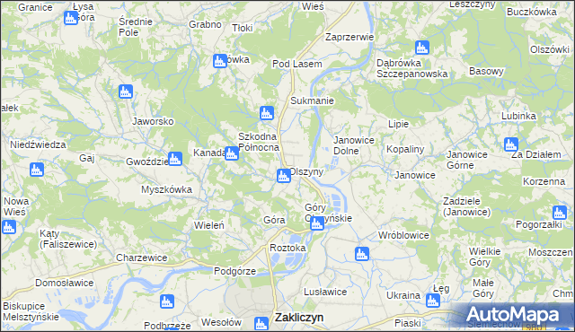 mapa Olszyny gmina Wojnicz, Olszyny gmina Wojnicz na mapie Targeo