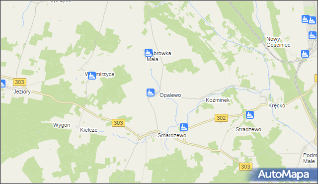mapa Opalewo, Opalewo na mapie Targeo
