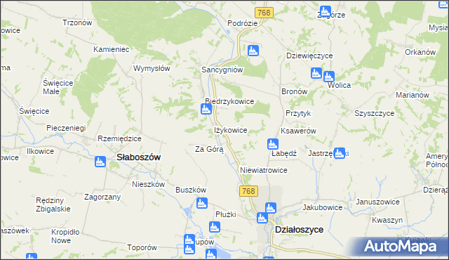 mapa Opatkowice gmina Działoszyce, Opatkowice gmina Działoszyce na mapie Targeo