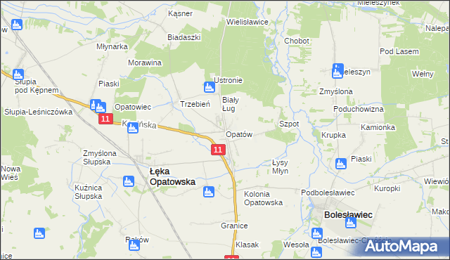 mapa Opatów gmina Łęka Opatowska, Opatów gmina Łęka Opatowska na mapie Targeo