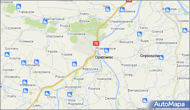 mapa Opatowiec powiat kazimierski, Opatowiec powiat kazimierski na mapie Targeo