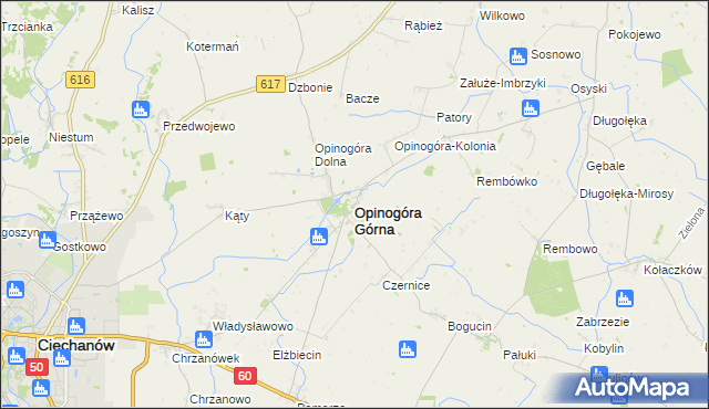 mapa Opinogóra Górna, Opinogóra Górna na mapie Targeo