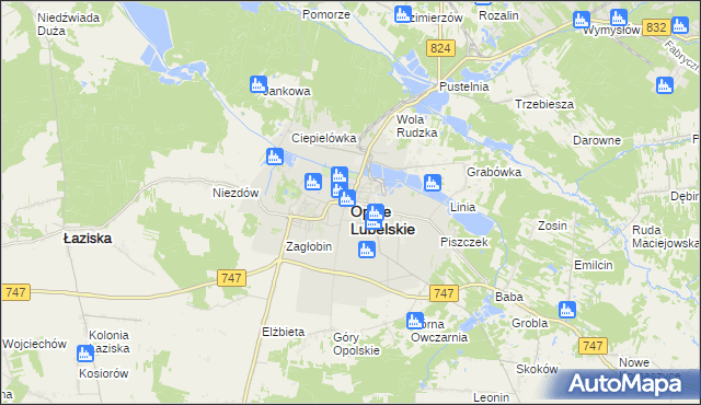 mapa Opole Lubelskie, Opole Lubelskie na mapie Targeo