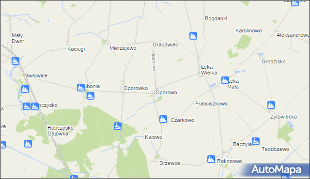 mapa Oporowo gmina Krzemieniewo, Oporowo gmina Krzemieniewo na mapie Targeo