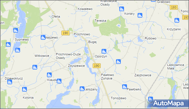 mapa Oporzyn, Oporzyn na mapie Targeo