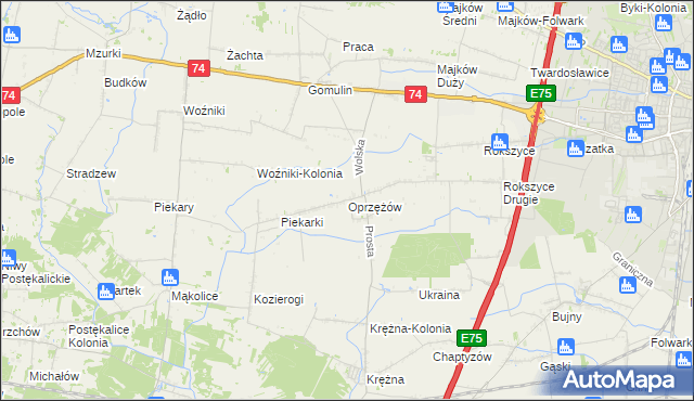 mapa Oprzężów, Oprzężów na mapie Targeo