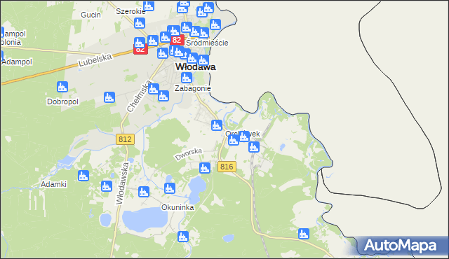 mapa Orchówek gmina Włodawa, Orchówek gmina Włodawa na mapie Targeo