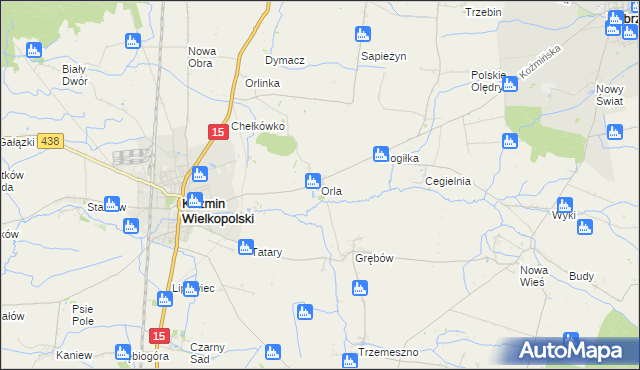 mapa Orla gmina Koźmin Wielkopolski, Orla gmina Koźmin Wielkopolski na mapie Targeo