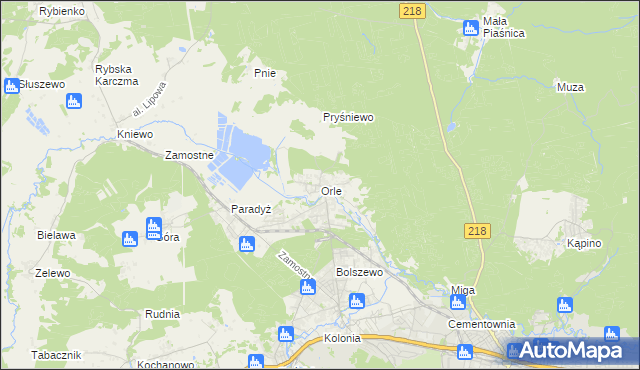 mapa Orle gmina Wejherowo, Orle gmina Wejherowo na mapie Targeo