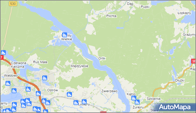 mapa Orlik gmina Łukta, Orlik gmina Łukta na mapie Targeo
