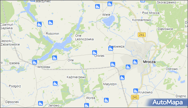 mapa Orlinek gmina Mrocza, Orlinek gmina Mrocza na mapie Targeo