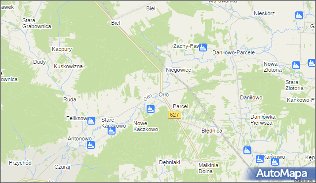 mapa Orło gmina Małkinia Górna, Orło gmina Małkinia Górna na mapie Targeo