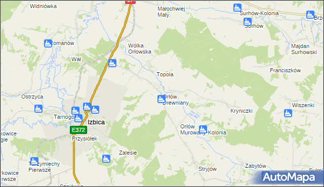 mapa Orłów Drewniany, Orłów Drewniany na mapie Targeo