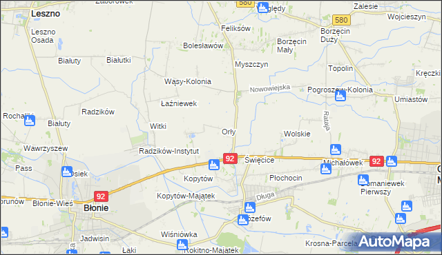 mapa Orły gmina Ożarów Mazowiecki, Orły gmina Ożarów Mazowiecki na mapie Targeo