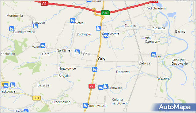 mapa Orły powiat przemyski, Orły powiat przemyski na mapie Targeo