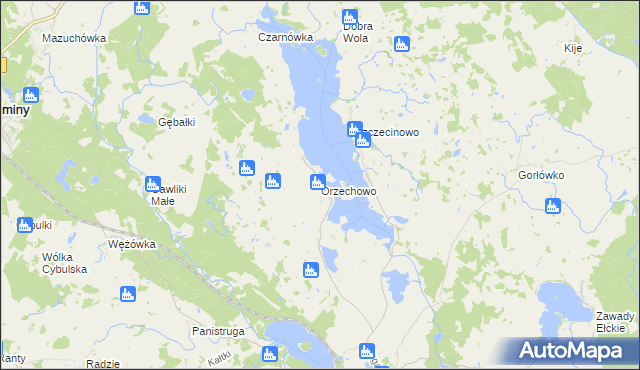 mapa Orzechowo gmina Stare Juchy, Orzechowo gmina Stare Juchy na mapie Targeo