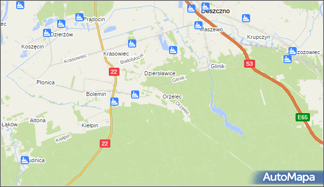 mapa Orzelec, Orzelec na mapie Targeo