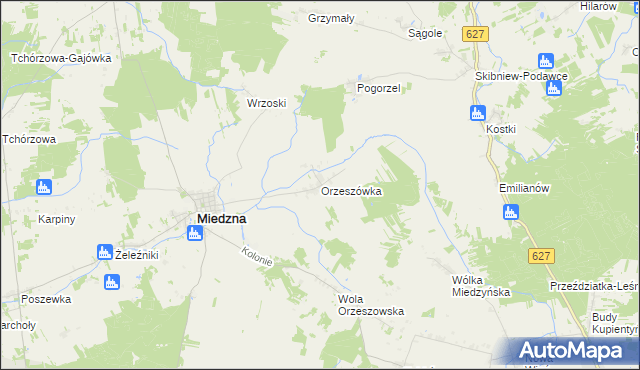 mapa Orzeszówka, Orzeszówka na mapie Targeo