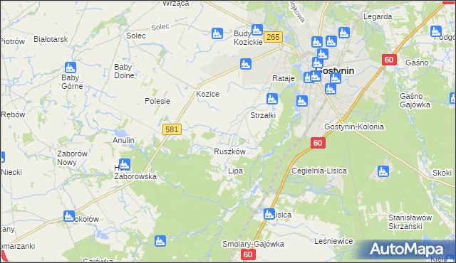 mapa Osada gmina Gostynin, Osada gmina Gostynin na mapie Targeo