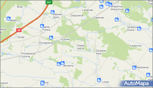 mapa Osada Leśna gmina Oleśnica, Osada Leśna gmina Oleśnica na mapie Targeo