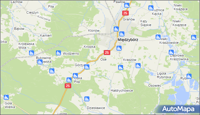 mapa Ose, Ose na mapie Targeo