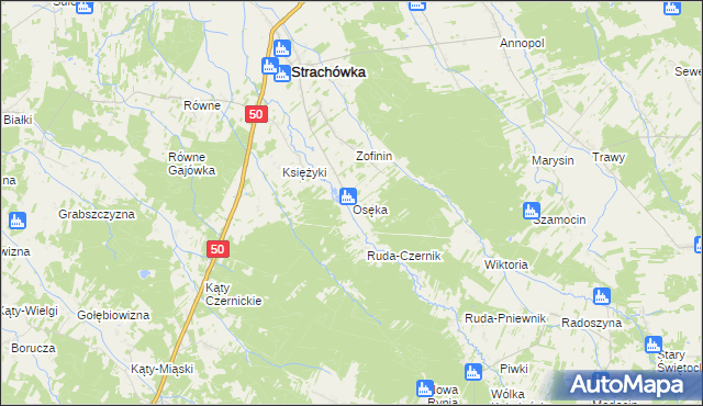 mapa Osęka, Osęka na mapie Targeo