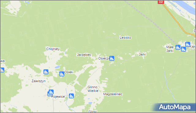 mapa Osieczek gmina Rojewo, Osieczek gmina Rojewo na mapie Targeo