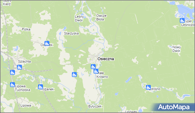 mapa Osieczna powiat starogardzki, Osieczna powiat starogardzki na mapie Targeo