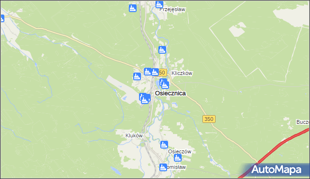 mapa Osiecznica powiat bolesławiecki, Osiecznica powiat bolesławiecki na mapie Targeo