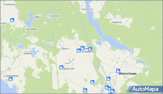 mapa Osiek Drawski, Osiek Drawski na mapie Targeo