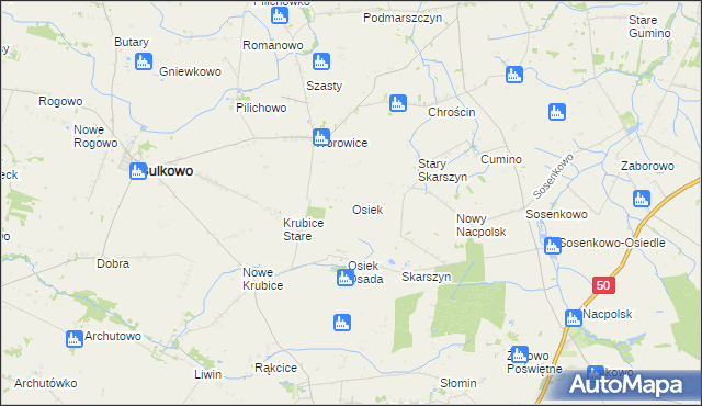 mapa Osiek gmina Bulkowo, Osiek gmina Bulkowo na mapie Targeo