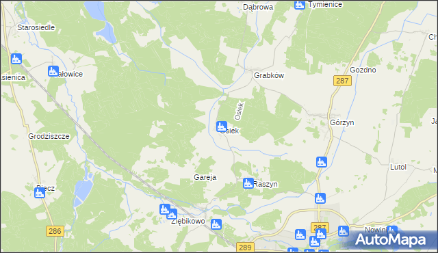 mapa Osiek gmina Lubsko, Osiek gmina Lubsko na mapie Targeo