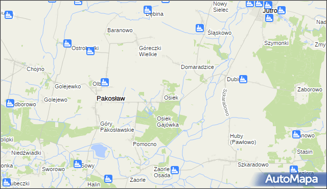 mapa Osiek gmina Pakosław, Osiek gmina Pakosław na mapie Targeo