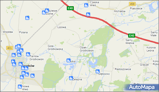 mapa Osiek Grodkowski, Osiek Grodkowski na mapie Targeo