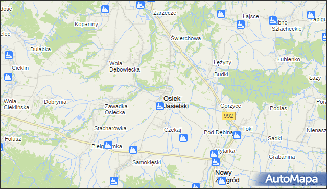 mapa Osiek Jasielski, Osiek Jasielski na mapie Targeo