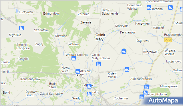 mapa Osiek Mały-Kolonia, Osiek Mały-Kolonia na mapie Targeo