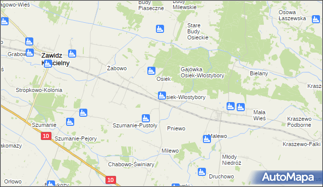 mapa Osiek-Włostybory, Osiek-Włostybory na mapie Targeo