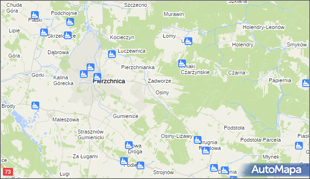 mapa Osiny gmina Pierzchnica, Osiny gmina Pierzchnica na mapie Targeo