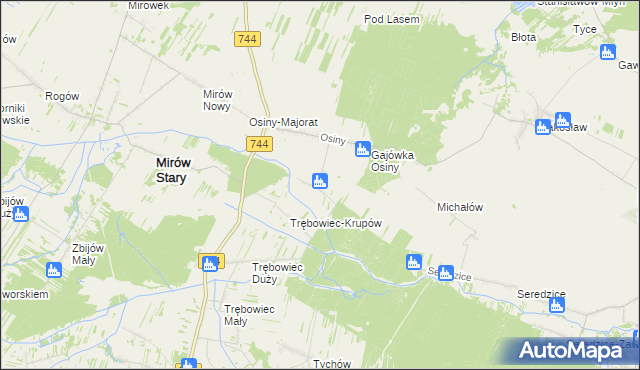 mapa Osiny-Mokra Niwa, Osiny-Mokra Niwa na mapie Targeo