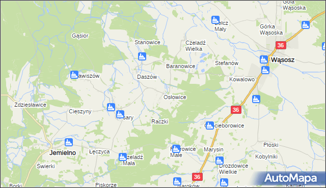 mapa Osłowice, Osłowice na mapie Targeo