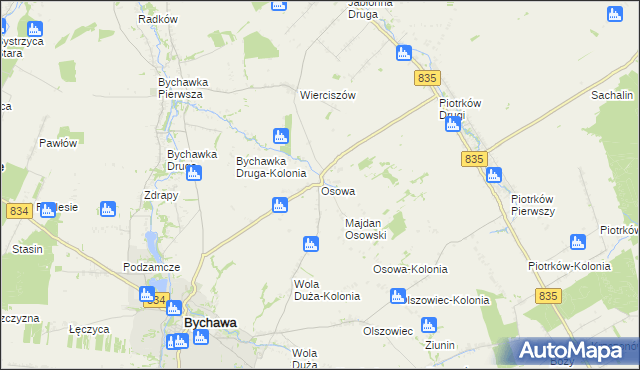 mapa Osowa gmina Bychawa, Osowa gmina Bychawa na mapie Targeo