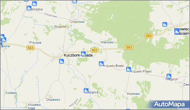 mapa Osowa gmina Kuczbork-Osada, Osowa gmina Kuczbork-Osada na mapie Targeo