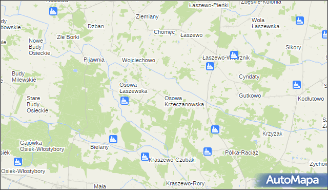 mapa Osowa Krzeczanowska, Osowa Krzeczanowska na mapie Targeo