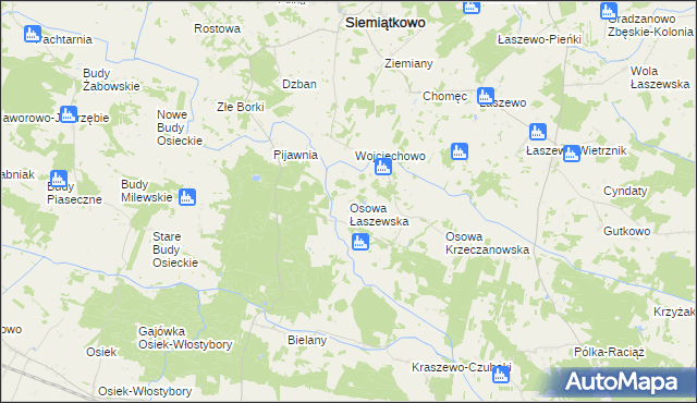 mapa Osowa Łaszewska, Osowa Łaszewska na mapie Targeo