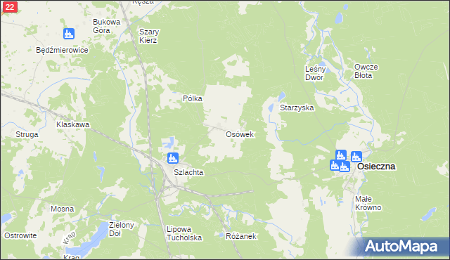 mapa Osówek gmina Osieczna, Osówek gmina Osieczna na mapie Targeo