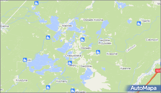 mapa Osówek gmina Potok Wielki, Osówek gmina Potok Wielki na mapie Targeo